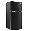 RecPro 4.4 Cu Ft 12V RV Refrigerator with Freezer | Frost-Free, Black Finish | Adjustable Shelves, Reversible Door, Built-In Lock | Off-Grid Camper Fridge | 19.5”W x 23.5”D x 43.5”H