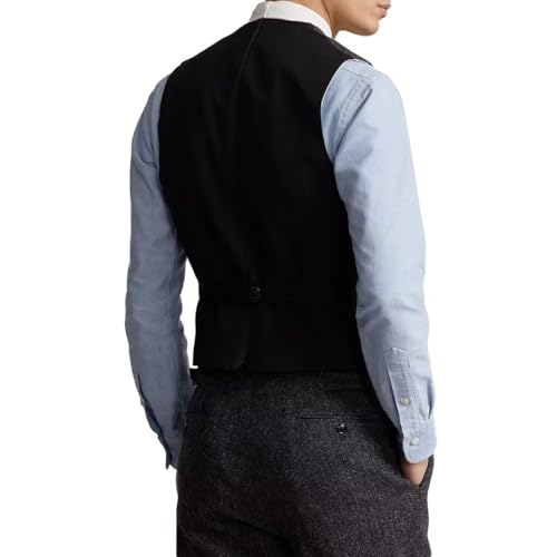 Mens Suit Wool Blend Vests Casual Herringbone Tweed Slim Fit Single-Breasted Waistcoat for Wedding Groomsmen3