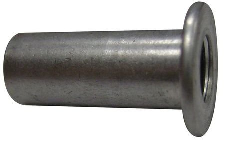 1/4-20, 0.020 to 0.080, Plain Aluminum Flanged Rivet Nut, 50 pk.