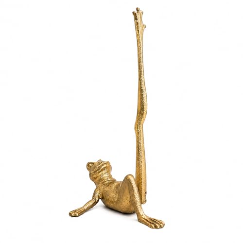 Support pour Rouleau De Papier Toilette en Forme De Grenouille À Longues Pattes - Style Antique, Organiseur Vertical Attrayant, Porte-Papier Toilette Original en Forme d'animal(Gold)
