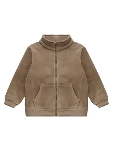 Aislor Kids Zip Up Fleece Jacket Solid Long Sleeve Sweatshirt Fall Winter Warm Coat School Outerwear for Boys Girls3