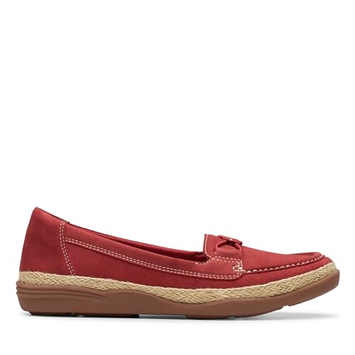 Clarks Collection Women's Elaina Milly Loafer Flat, Red Nubuck, 9