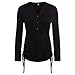 Produktbild Riou Langarmshirt Damen Tops Hemd Longsleeve Knopf T Shirt Damen Frauen Tops Oberteile Hoodie Pullover Damen Sweatshirt Spitzen Blusen Damen Tunika Herbst (XL, Schwarz)