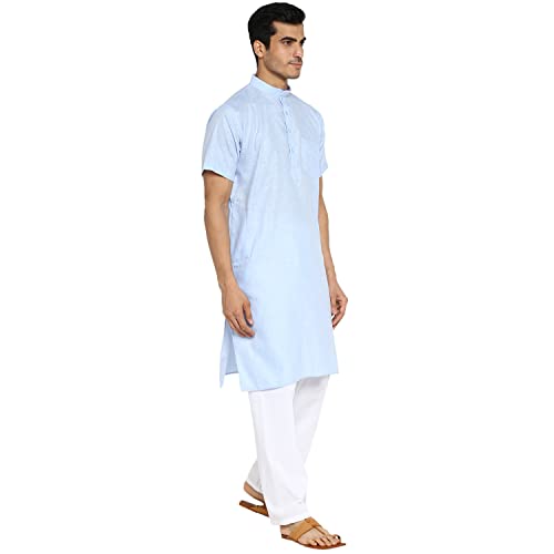 Image of Royal Kurta Mens Linen Half Sleeved Long Ethnic Kurta