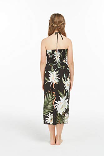 Image of Family Matching Hawaiian Clothes, Wispy Cereus Black | Lightweight 100% rayon • Family matching outfits • Tropical floral print • Beach vacations • Luaus • Cruises • Family photos