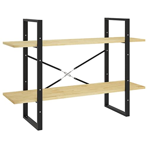 Yamxder Petite étagère en pin à 2 niveaux 100 x 30 x 70 cm - Cadre en bois massif et métal - Style industriel ouvert - Pour salon, chambre, bureau