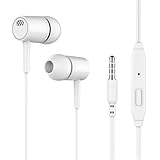 Glorithiventa Wired Earbuds with Microphone, 3.5mm Jack in-Ear Headphones, Lightweight Stereo Earphones with Inline Mic for Smartphone, Laptop, Tablet, PC - White, 1Pack