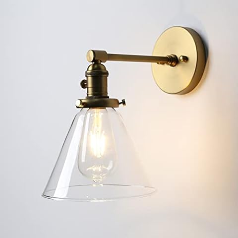 Phansthy Vintage Glass Wall Light with Switch Cover