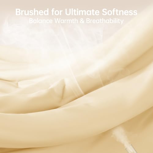 Image of MUXHOMO King Size Comforter Set, All Season Ultra Soft Down Alternative Bedding - 3 Piece Lightweight Bed Set Includes 1 Comforter (104 inchx90 inch) and 2 Pillow Shams (20 inchx36 inch), Light Yellow