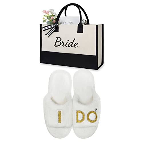 Topdesign Women's I Do Slide Slippers, Bridal Flats, Wedding Tote, Bachelorette Shower Engagement Proposal Honeymoon Gifts For Bride, Bride To Be, Future Mrs, Wifey #TOP5