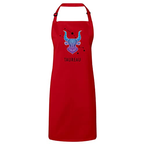 Tablier cuisine premium taureau avec imprimé solaire et sidéral