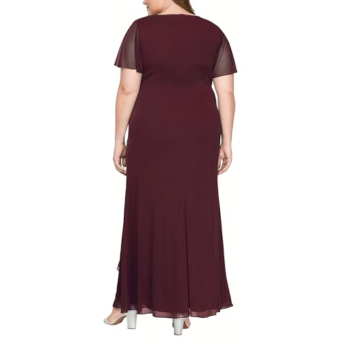 Image of Alex Evenings Women's Long Surplice Neckline Mother of The Bride Dress with Flutter Sleeve Dress (Plus Size)