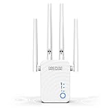 WiFi Extender,WiFi Repeater, Covers Up to 3000 Sq.ft and 30Devices, Up to 1200Mbps Dual Band WiFi Booster,Wireless Internet Router,Long Range Coverage by 4 High-Performance