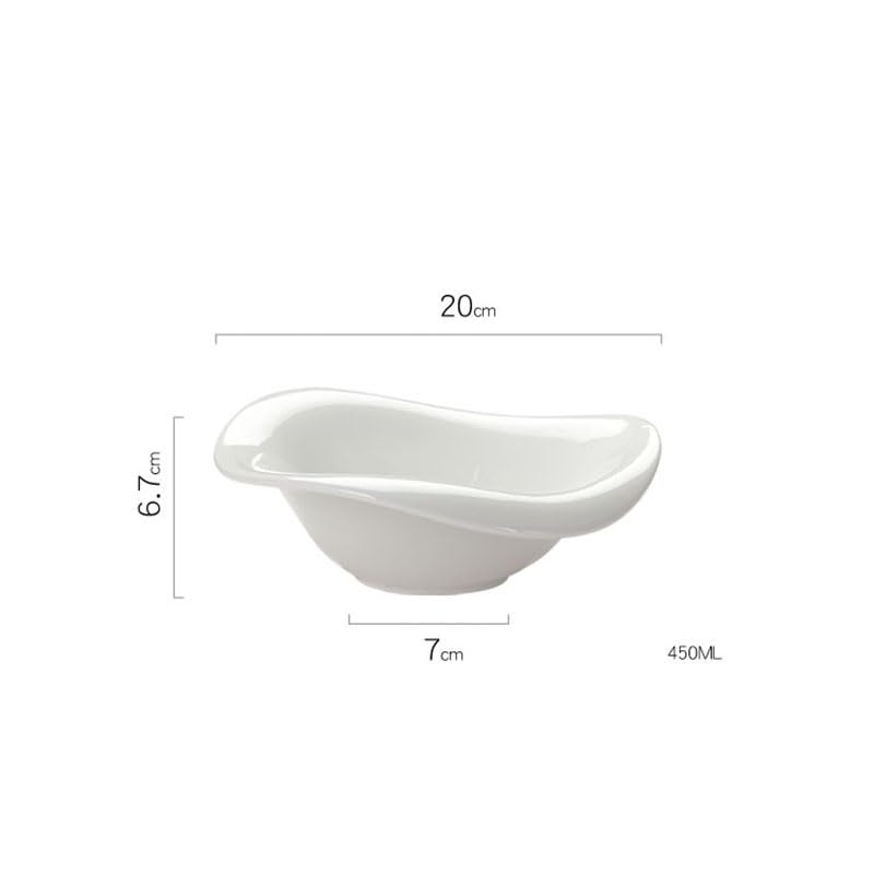 Ceramiczna zastawa stołowa Czysta biała ceramiczna salaterka, miska na deser z przekąskami, kreatywna miska na zimne dania, miska na zupę (Color : B)