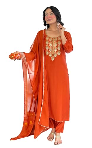 Image of Alvami Women's Silk Solid Regular Kurta Set