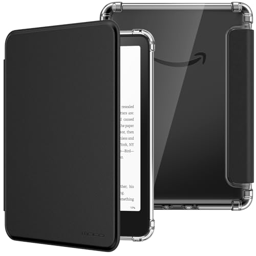 MoKo Coque pour 7" Kindle Paperwhite 12 Gén Modèle 2024 et Kindle Colorsoft Signature Edition 2024, Étui de Protection Ultra Clair en TPU Souple et Transparent avec Auto Réveil/Sommeil, Noir