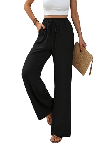 Vcindai Damen Hosen Lang Sommerhose Leichte Hohe Taille Freizeithose