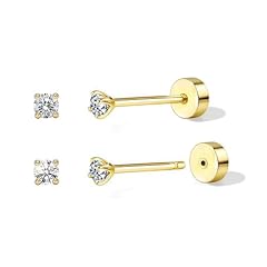 1Pairs 2mm-Gold-Tiny flat back earrings