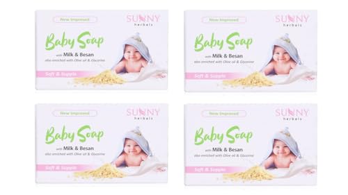 Sunny Baby Soap (Baby Care Soap) for Soft Baby Skin | Gentle Baby Soap | 100% Vegan | Alkali Free | Goodness of Olive Oil, Shea Butter & Vitamin E | 75 Gm