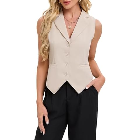 MINTLIMIT Womens Waistcoat Notch Laplel Sleeveless Blazer Button Down Dressy Suit Vest Casual Cover