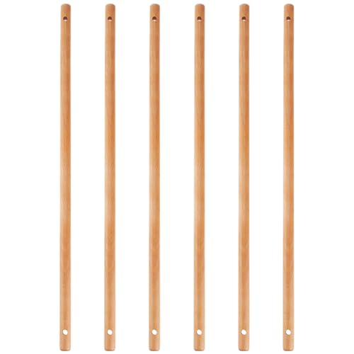 BENECREAT 6 Pcs Wooden Dowel Rods with Two Holes, 15.7 Inch Burlywood Round Wooden Sticks for Quilt Wall Hanging, Tapestry, Weaving, DIY Hardwood Craft, Hole: 6mm