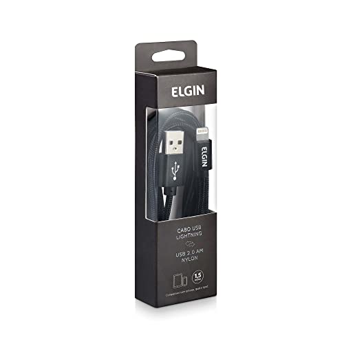 Cabo Lightning Nylon Elgin Dispositivos Apple 1,5 Metros Preto