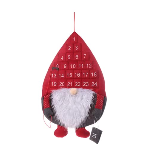 Calendrier De L'avent De Noël Suspendu Le Calendrier De L'avent Suédois Tomte Santa Gnome Avec 25 Poches Pour Enfants Décorations De Vacances De Noël - Red Hat Cover