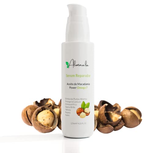 Serum Pelo Anti Frizz Reparador Cabello Profesional, Serum Puntas Abiertas y Secas con Aceite de Macadamia rico en Omega 7 y Vitamina E, Sin Sulfatos ni Parabenos (125 ml) Cover