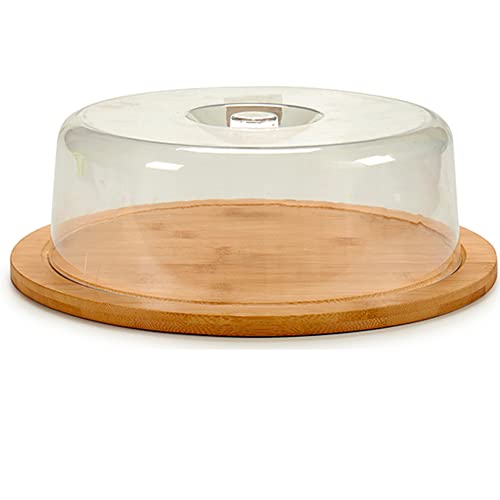 Plateau Fromage Bambou Rond et Cloche Acrylique