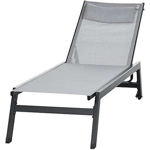 Outsunny Chaise Longue en Aluminium Cover