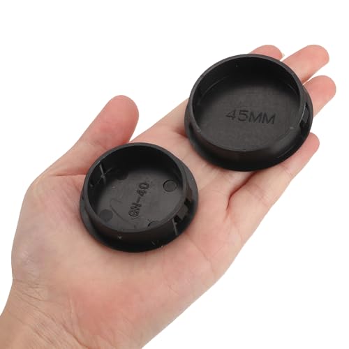 Image of uxcell 1-9 /16 inch Plastic Hole Plugs, 26Pcs Flush Type Panel Round Snap in Fastener Knockout Locking Plugs for Furniture Insert End Caps Panels, Black