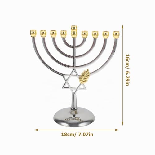 BESPORTBLE Hanukkah Menorah Chanukka 9 Zweig Kerzenhalter Jüdischer Kerzenständer Dekorativer Kerzenhalter Metallkandelaber Tischdekoration Für Hochzeitstischdekoration – Bild 3