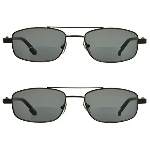 proSPORT Square Aviator Bifocal Sunglass Reader |HD Blue Light Blocking, Grey or Amber Lenses.