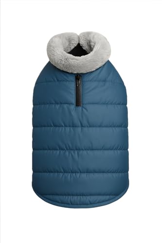 Image of The Pets Company Dog Winter Coat Jacket, Cloth, Windproof, Waterproof, Light Weight, Washable, Ultra Warm Thick Fleece Lined Dog Vest for Cold Weather Protection, (Navy, Medium - Large - 22 Inch)