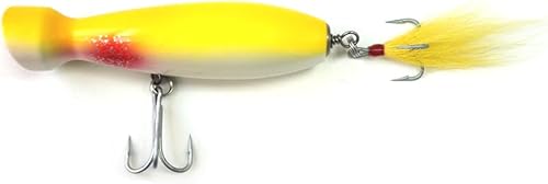 Seasky5.5 pies de pesca de madera estilo botella Popper señuelo cebo artificial de madera cebo de madera para pesca de atún bajo rayado