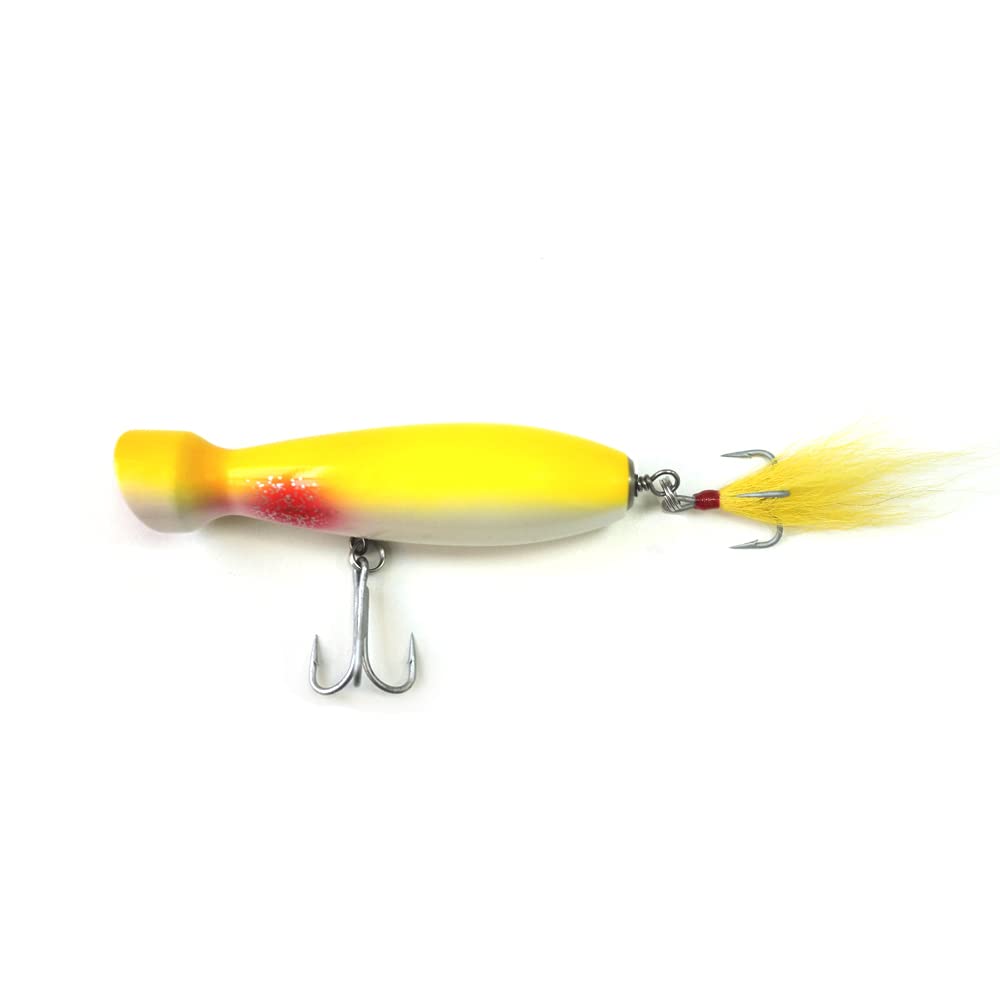 Seasky5.5' Fishing Wood Bottle Style Popper Lure Artificial Bait Wooden baitsocean Tackle for Striped bass Tuna Fishing