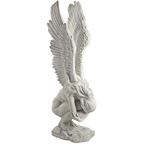 Design Toscano Remembrance and Redemption Angel Religious Indoor/Outdoor Garden Statue, Large 30 Inch Tall, Cast Stone Resin, Antique Stone Finish Cover
