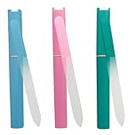 3PCS Crystal Nail File, Glass Double Sided Etched Professional Nail File with Case for Natural and Artificial Nails, Durable Tempered Glass Manicure Pedicure Nail Care Tool Gift Set for Women and Men