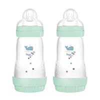 MAM Easy Start Anti-Colic Babyflasche | für Neugeborene | 94% Akzeptanz | von Hebammen & Müttern empfohlen | 80% weniger Koliken | stillfreundlich | Sauger Gr. 2 | 260ml | 2+ Mon | blau | 2 Stück