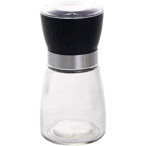 HomTop Stainless Steel Salt and Pepper Grinder - Glass Spice Bottle Cover