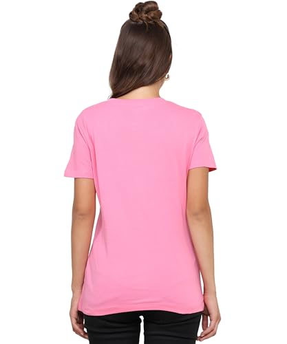 Image of Round Neck T-Shirt Top for Women | Combed Bio-Washed Ring Spun Cotton | Plain | Short Sleeves