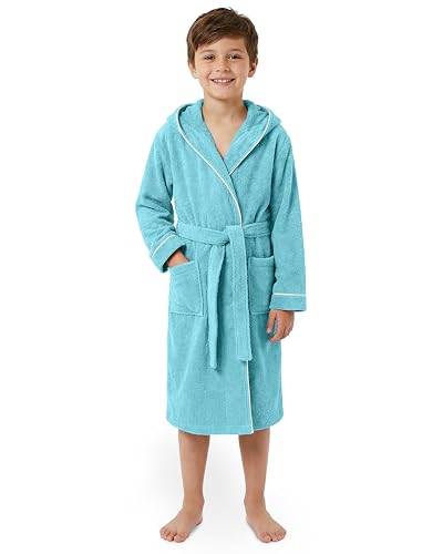 Peignoir enfant à capuche LAYNENBURG en coton éponge de taille 110 à 176