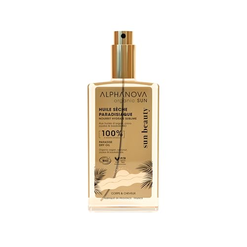 ALPHANOVA SANTE - Huile Sèche Paradisiaque ORGANIC SUN BEAUTY - certifiée Bio - 100% naturelle - écoresponsable - parfum Monoi - 100ml