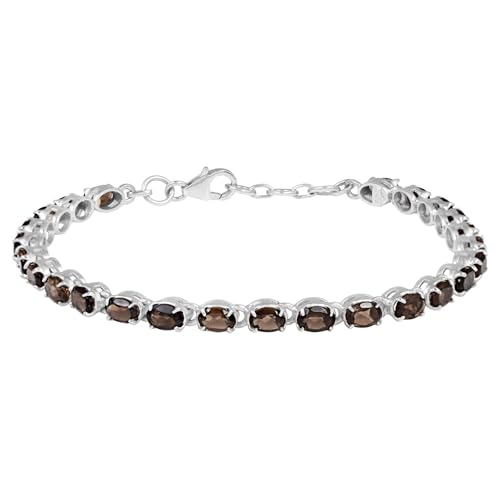 Bracelet en quartz fumé facetté et argent rhodié pour sublimer vos tenues de soirée