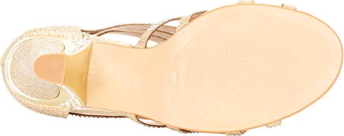 Cambridge Select Women's Open Toe Strappy Cutout Crystal Rhinestone Mid Heel Sandal,8.5 B(M) US,Champagne Glitter - Image 4
