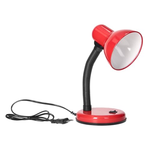 Miratic Flexo Escritorio E27 LED | Lampara de Mesa Flexible con Brazo Articulado de Acero | Para Estudio y Mesita de Noche (Sin Bombilla) (rojo)