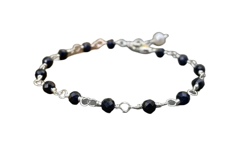 Bracelet saphir rondelle 4mm en argent sterling 925 de 7 pouces pour femme
