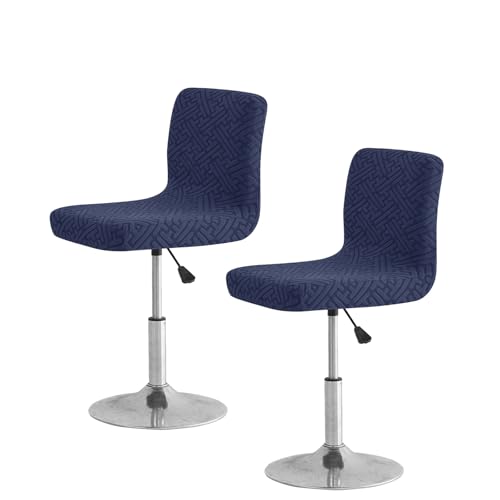 Image of FUANGUI Bar Stool Covers with Backs, 2 Pack Stretch Bar Stool Chair Covers, Knitted Jacquard Bar Stool Covers,Washable Bar Chair Covers Swivel Barstool Slipcovers (Knitted Navy 01)