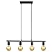 Produktbild B.K.Licht I Pendelleuchte I Vintage I Retro I Matt-Schwarz I 4-flammig I E27 Fassung I 120x75,5cm (HxB) I ohne Leuchtmittel I Hängeleuchte I Deckenleuchte