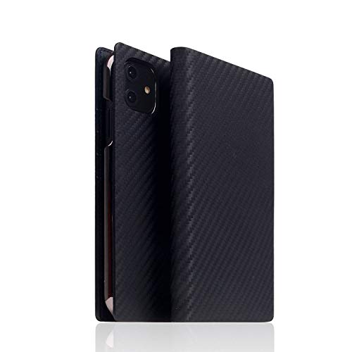 SLG Design iPhone 12 mini レザー ケース 手帳型 [ カーボン イタリアン 本革 カード収納 Qi充電 ワイヤレス充電 アイフォン 12 ミニ カバー ] carbon leather case SD19694i12(ブラック) 【日本正規代理店品】